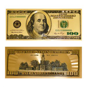 Billete Dolar Dorado con Negro