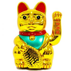 Gato Neko Plastico Dorado 30 cm