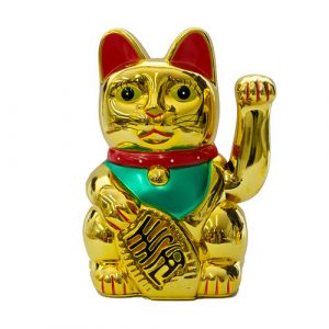 Gato Neko Plastico Dorado 25cm